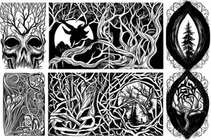 Forest, tree top,  witches tattoo idea