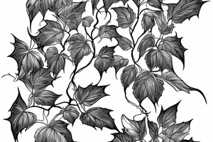 Ivy running the length of the back along the soine to the shoulders, leaves partially dig into the skin. tattoo idea