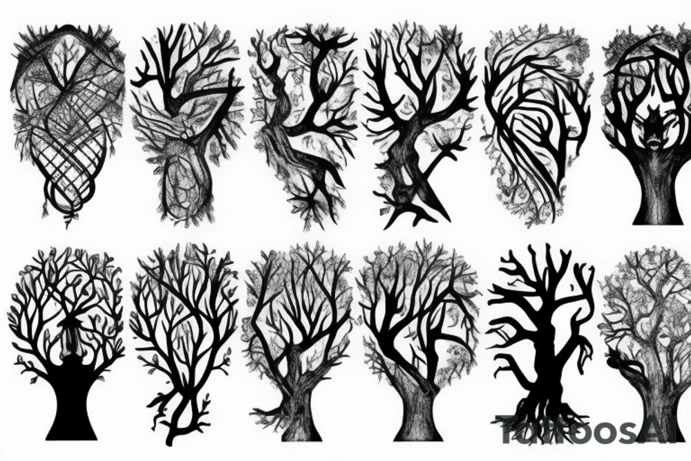 Forest, tree top,  witches tattoo idea