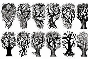Forest, tree top,  witches tattoo idea