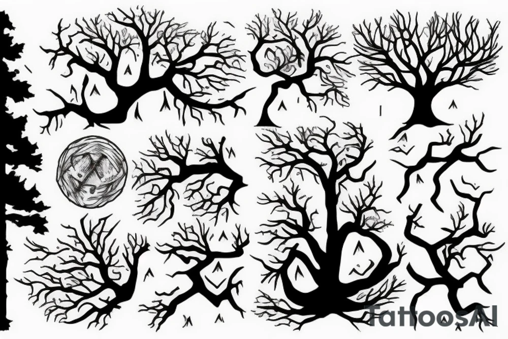 Forest, tree top,  witches tattoo idea