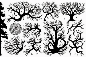 Forest, tree top,  witches tattoo idea