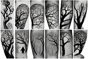 Forest, tree top,  witches tattoo idea