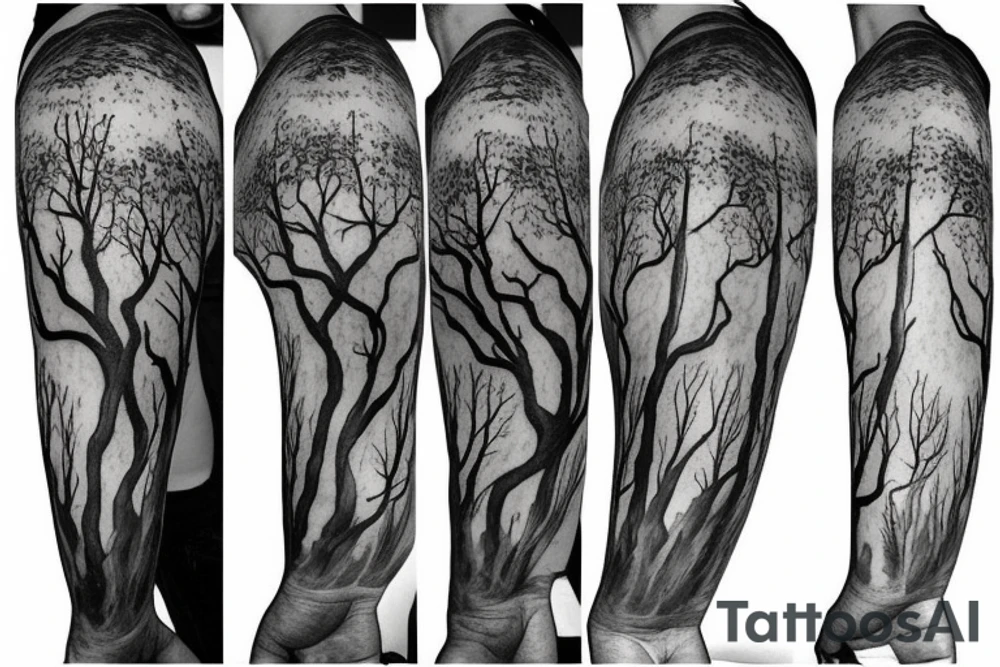 Forest, tree top,  witches tattoo idea