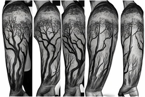 Forest, tree top,  witches tattoo idea