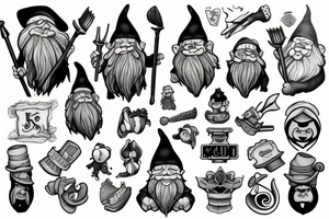 Mine, stone, gnome, shovel tattoo idea