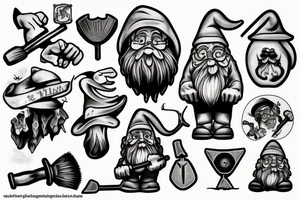 Mine, stone, gnome, shovel tattoo idea