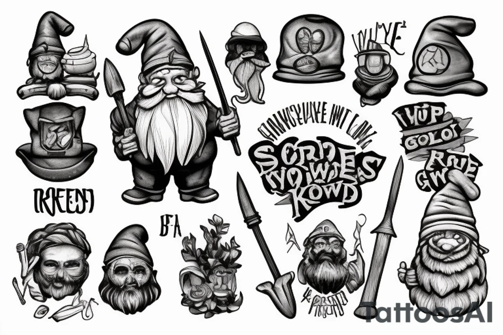 Mine, stone, gnome, shovel, you know I had to do it to them tattoo idea