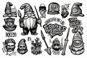 Mine, stone, gnome, shovel, you know I had to do it to them tattoo idea