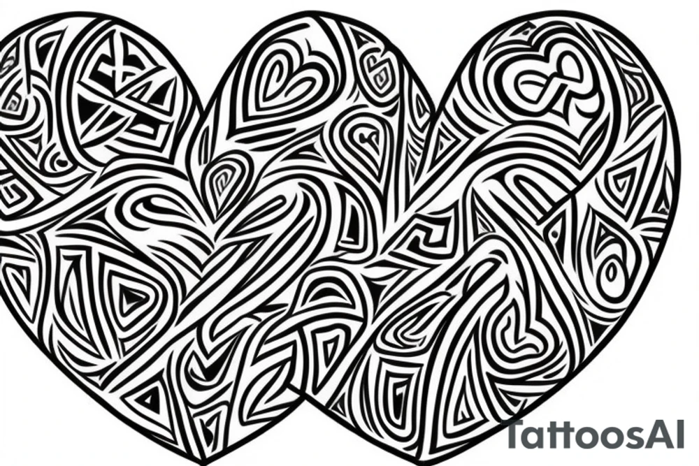 Tribal inspired heart with a date, 5/19/22, and a bible verse reference, Ezekiel 11:19 tattoo idea