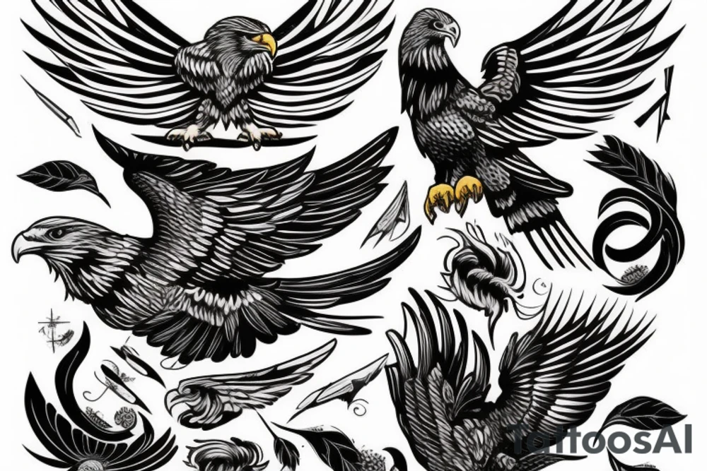 The text 'aquila non capit muscas' with an eagle tattoo idea