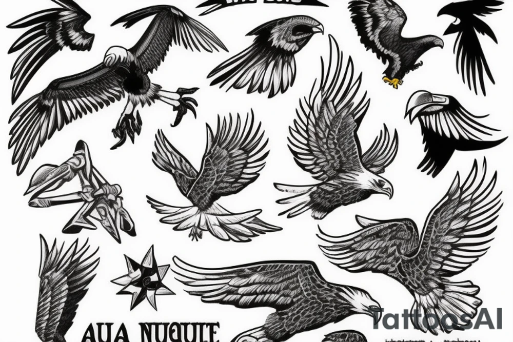 The text 'aquila non capit muscas' with an eagle in it tattoo idea