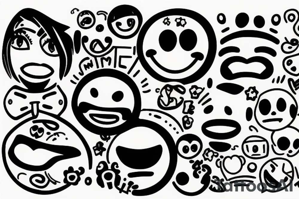 smile and sad emoji in same circle with word choice tattoo idea