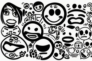 smile and sad emoji in same circle with word choice tattoo idea