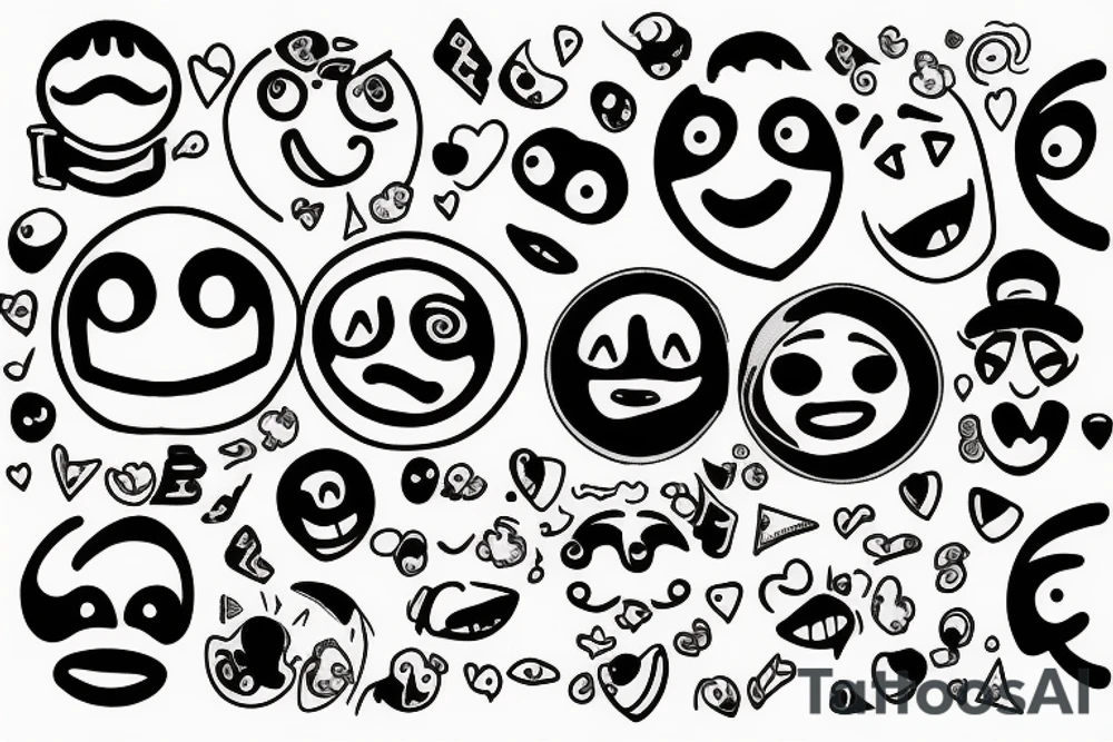 smile and sad emoji in same circle with word choice tattoo idea