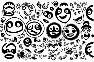 smile and sad emoji in same circle with word choice tattoo idea