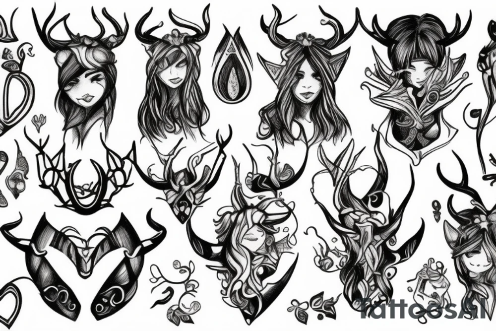 Elf with horns tattoo idea