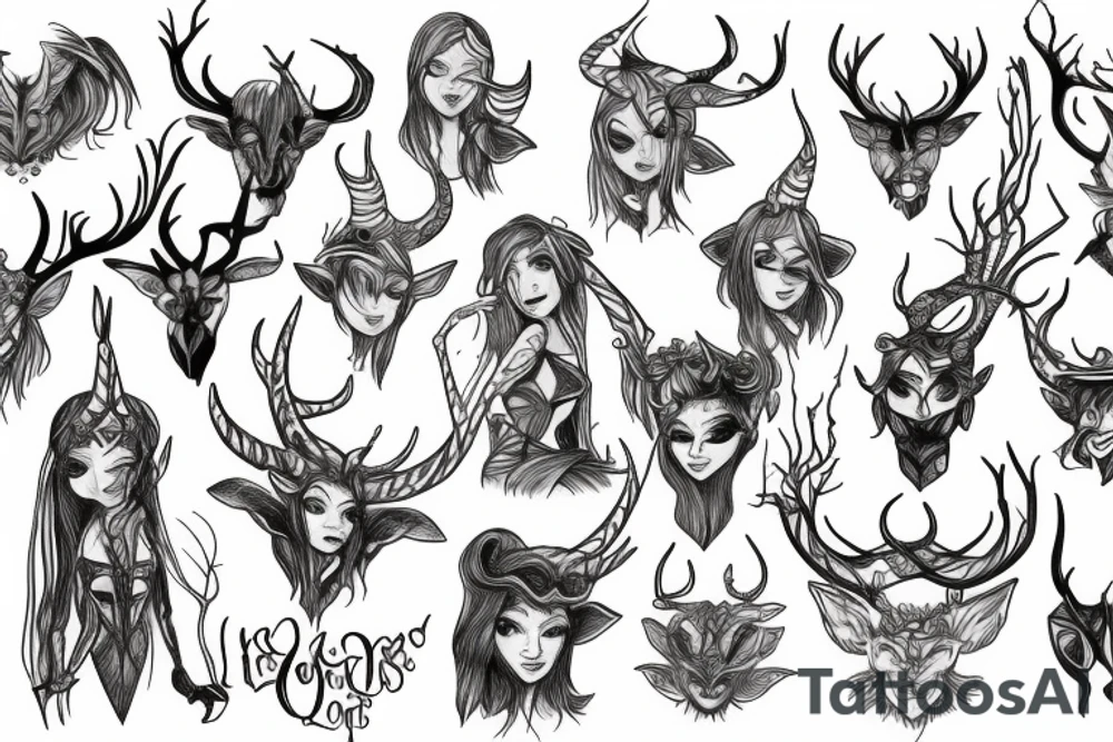 Elf with horns tattoo idea