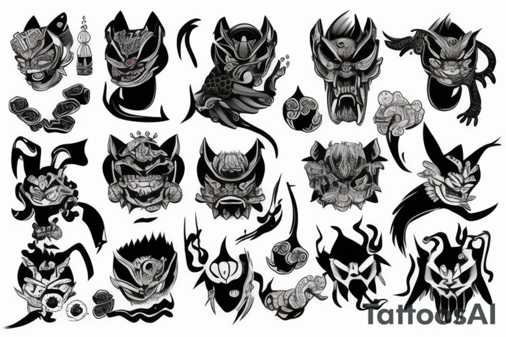 oni tattoed over arms tattoo idea