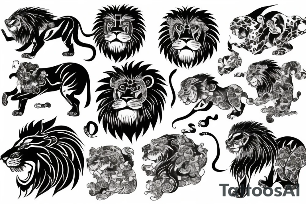 a japanise lion tattoo idea