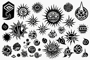 Geometric sun sea tattoo idea