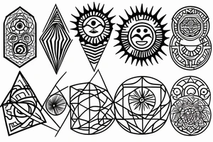 Geometric sun sea tattoo idea