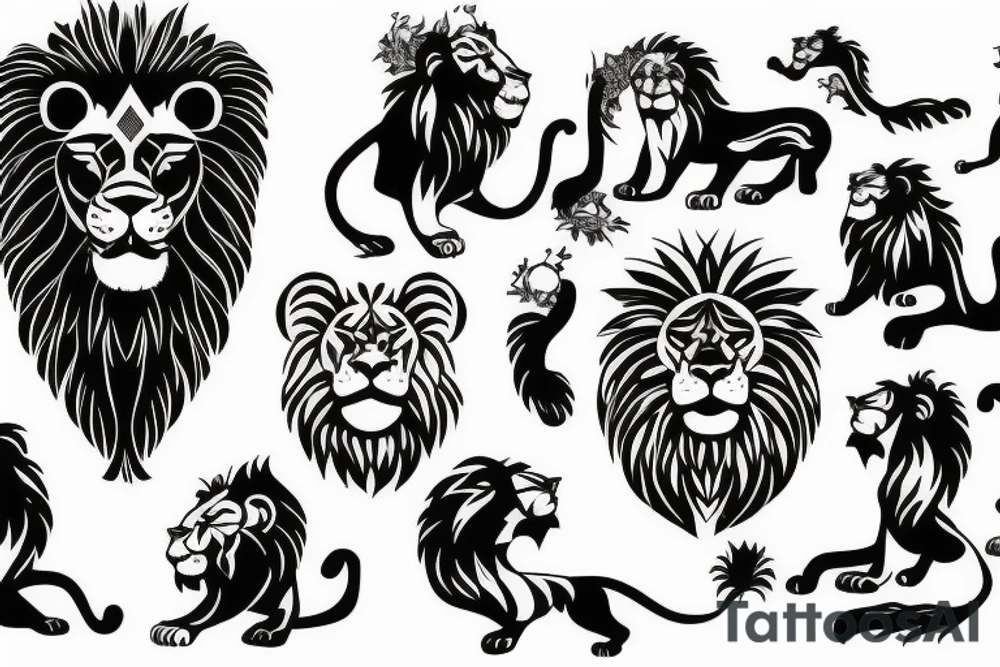 a statue lion tattoo idea