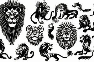 a statue lion tattoo idea