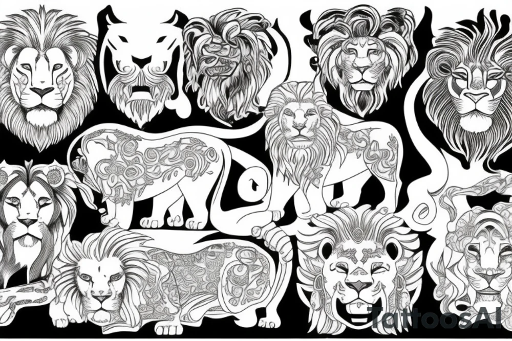 a statue lion tattoo idea