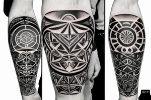 geometric nature tattoo northern lights momento mori tattoo idea