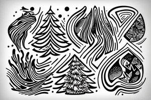 nature ratio pine tree northern lights orca tattoo idea