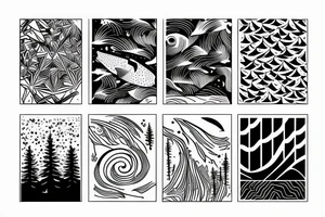 nature ratio pine tree northern lights orca tattoo idea