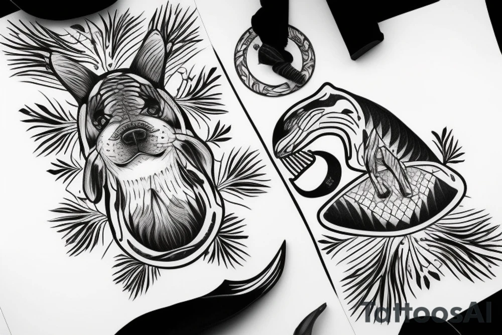 orca nature pine tree dog momento mori tattoo idea