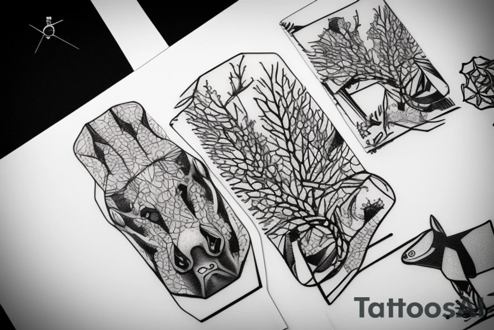 orca nature pine tree dog momento mori tattoo idea