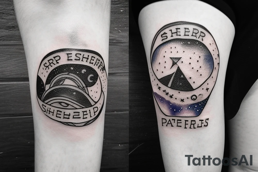 then name shepherd with a space theme tattoo idea