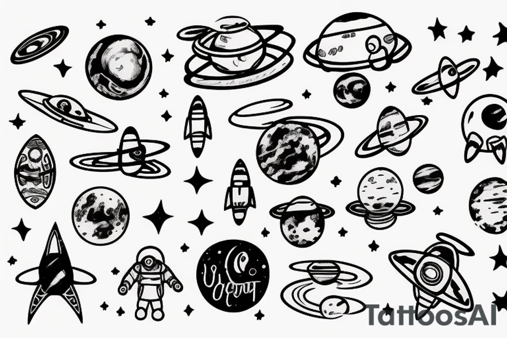then name shepherd with a space theme tattoo idea