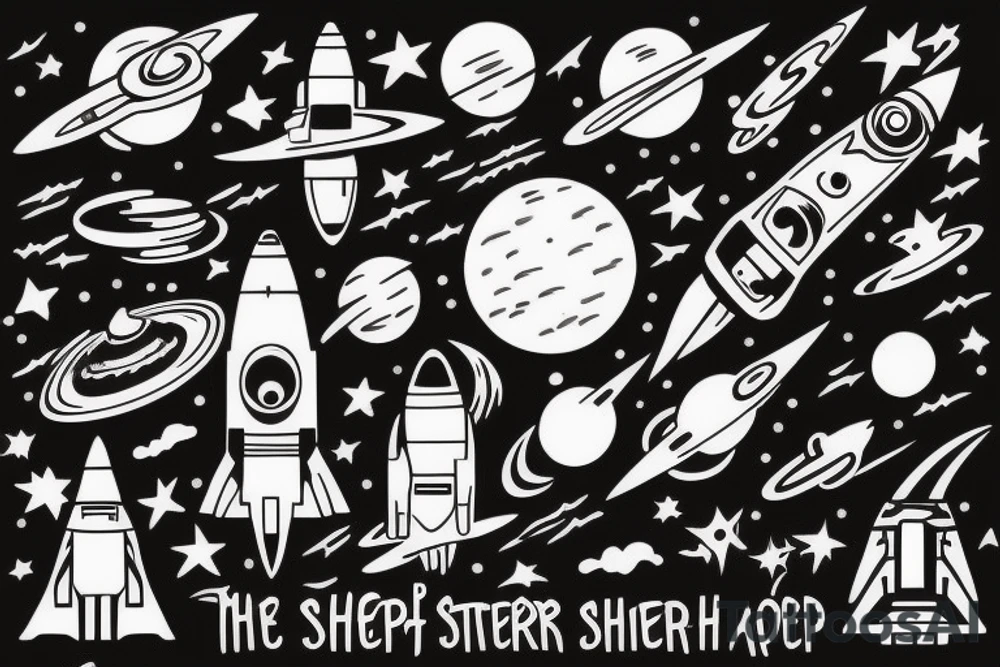 the
the name shepherd with a space theme tattoo idea