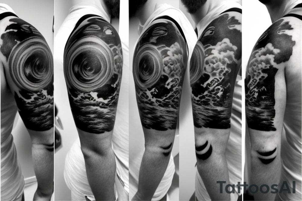 a half sleeve with the name shepherd with a planet theme tattoo idea a half sleeve with the name shepherd with a planet theme tattoo idea