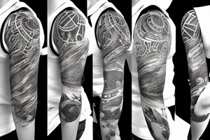 a half sleeve with the name shepherd with a planet theme tattoo idea