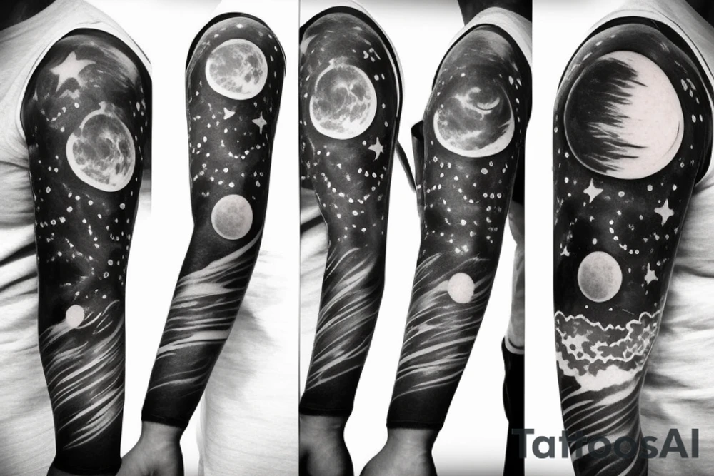 a forearm half sleeve with the name shepherd with a planet theme tattoo idea a forearm half sleeve with the name shepherd with a planet theme tattoo idea