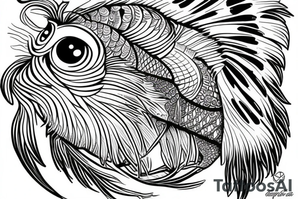 Lion owl fish tattoo idea