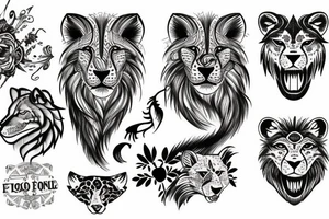 Lion wolf Cheetah tattoo idea