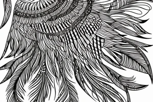 A slim owl looking straight ahead with complex feather patterns tattoo idea