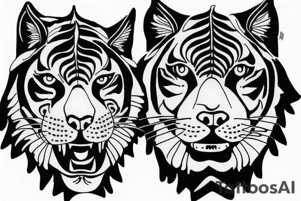 tiger lion lynx totem pole tattoo idea