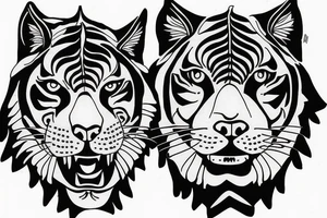 tiger lion lynx totem pole tattoo idea