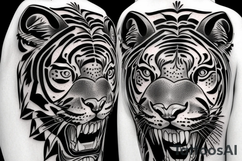 tiger lion lynx totem pole tattoo idea