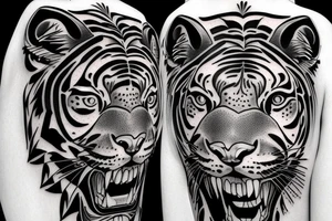 tiger lion lynx totem pole tattoo idea