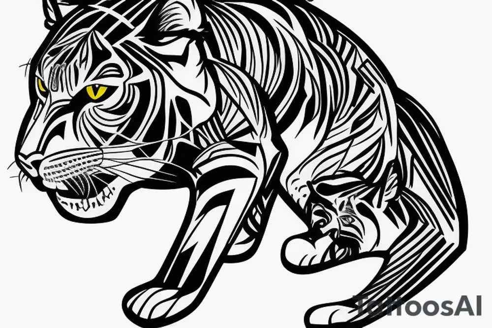 tiger lion lynx totem pole tattoo idea