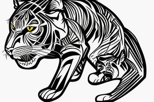 tiger lion lynx totem pole tattoo idea