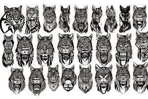 tiger lion lynx totem pole tattoo idea